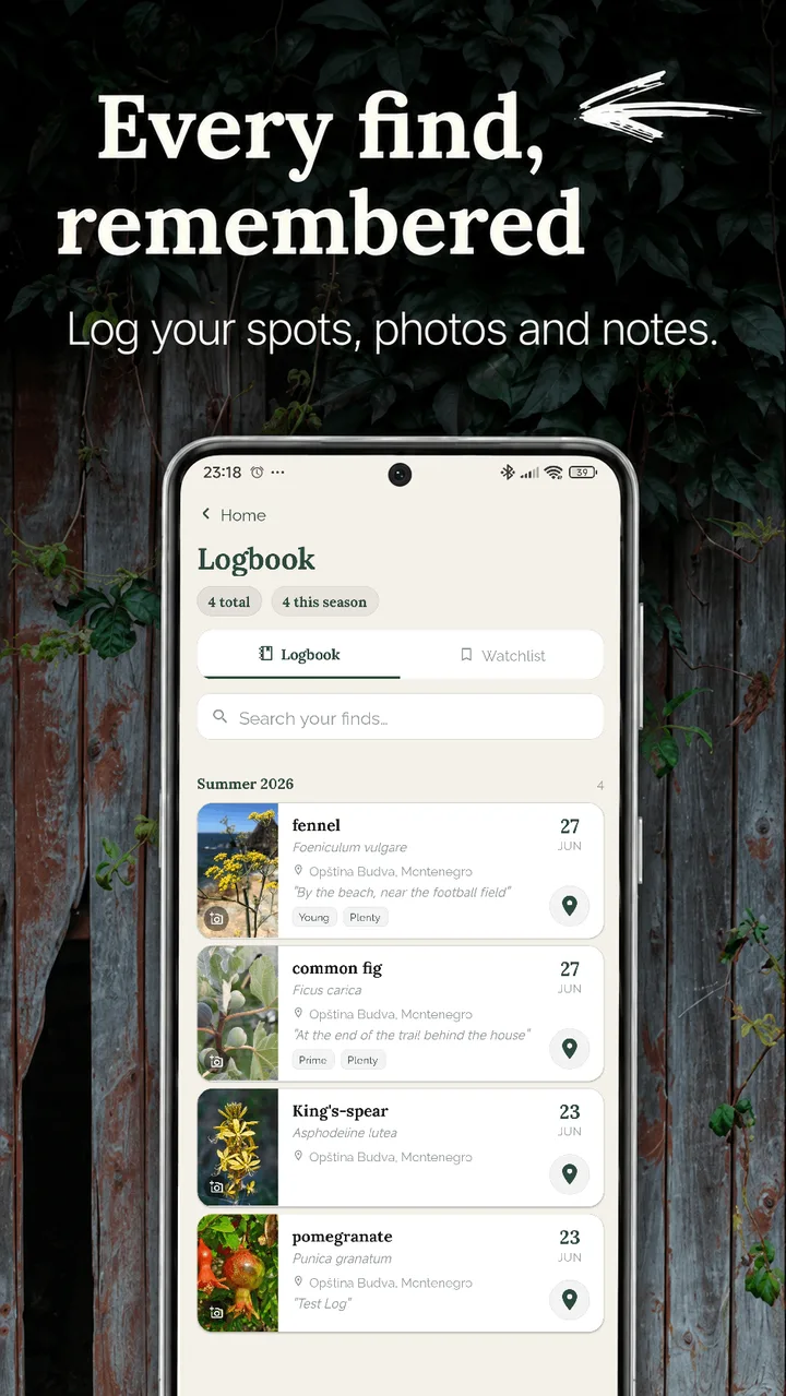 Caper logbook of your finds